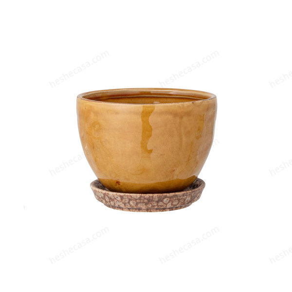 Betje Flowerpot WSaucer, Yellow, Stoneware花瓶