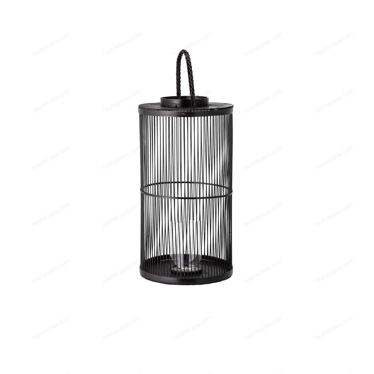 Effie Lantern WGlass, Black, Bamboo香薰/蜡烛/烛台