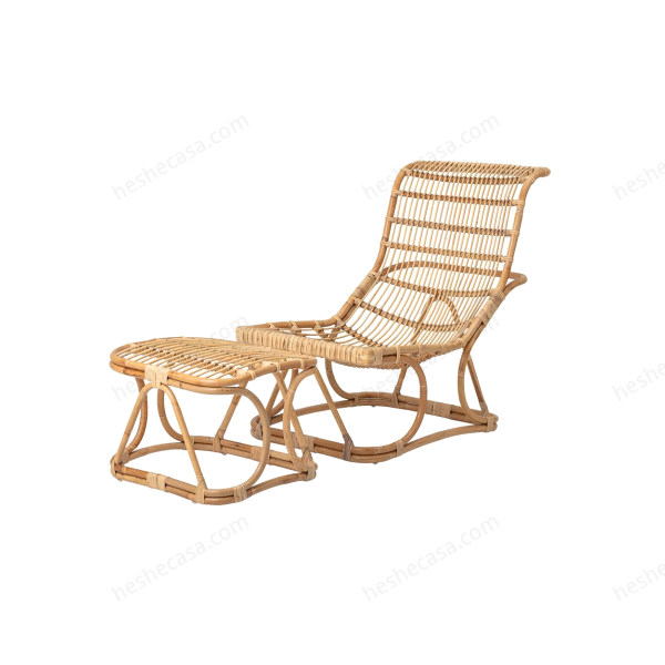 Eloise Lounge Chair WFootrest, Nature, Rattan躺椅