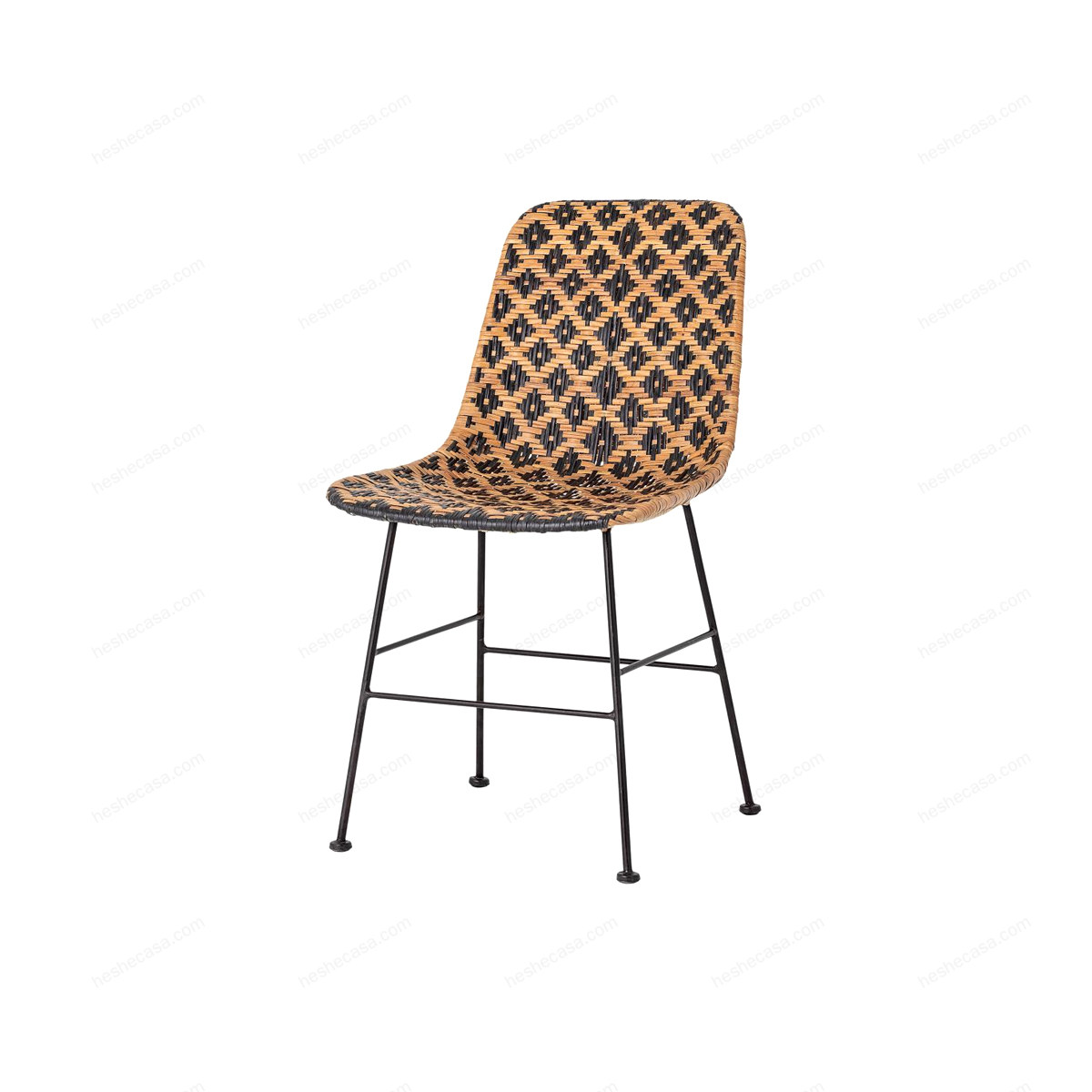 Kitty Dining Chair, Black, Rattan单椅