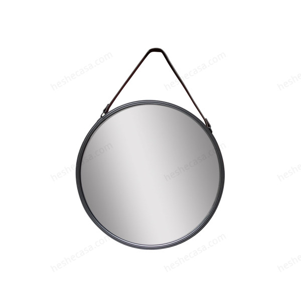 Miroir Rond Acier-Cuir Diam.55 Cm镜子