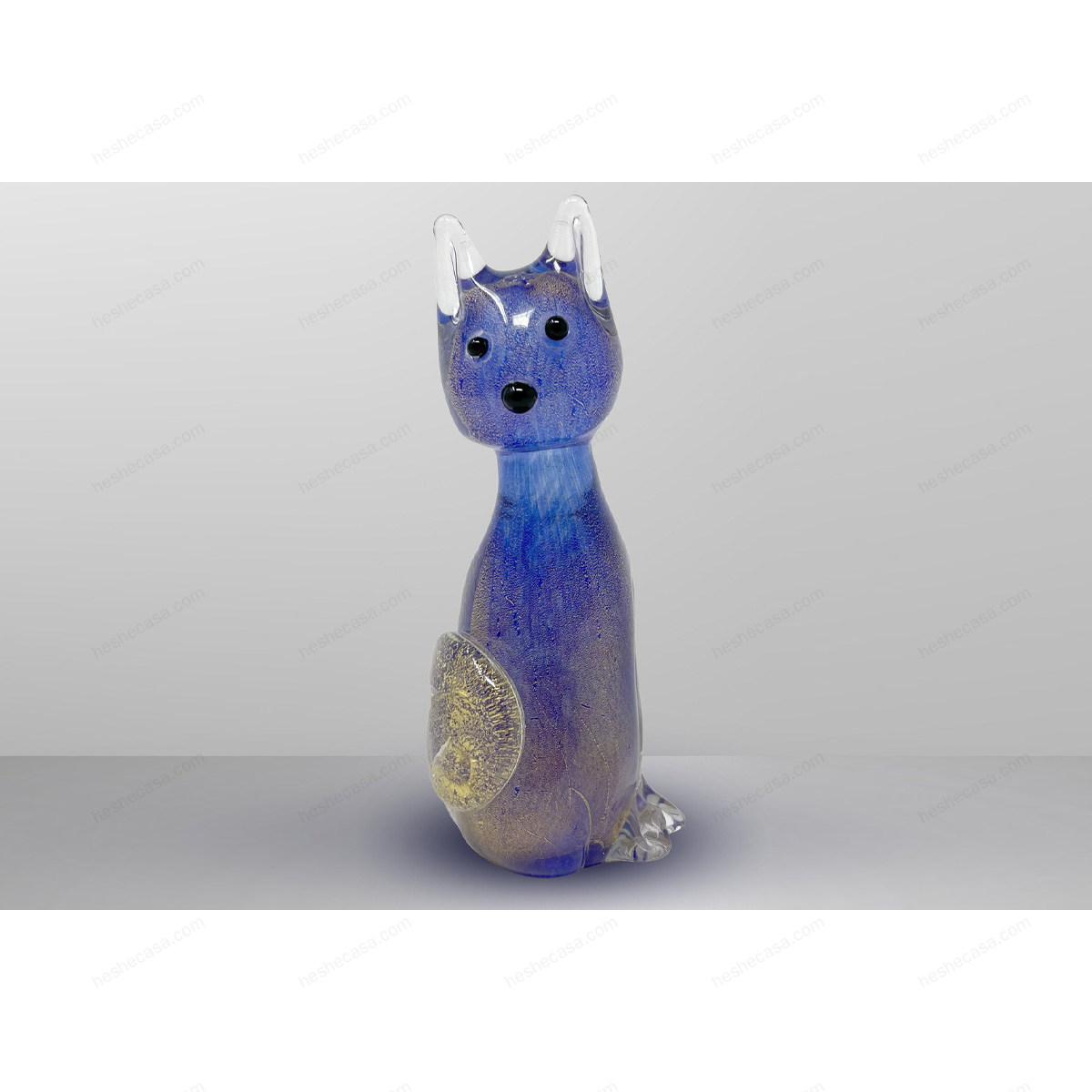 Cat Gold Murano Glass  Sculpture摆件