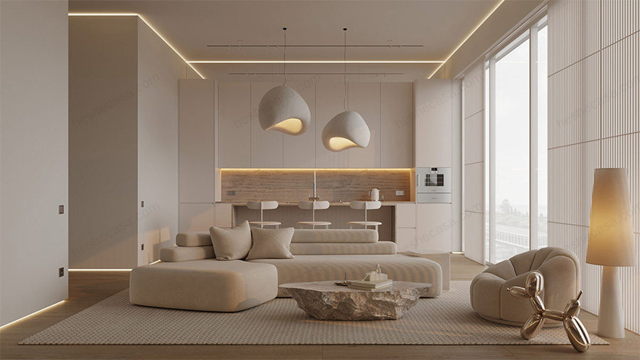 奢华惊艳的现代室内设计 柔和的单色装饰尽显质感 第1张