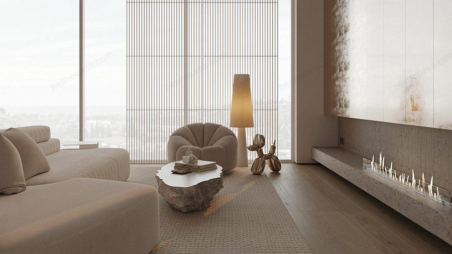 奢华惊艳的现代室内设计 柔和的单色装饰尽显质感 第6张