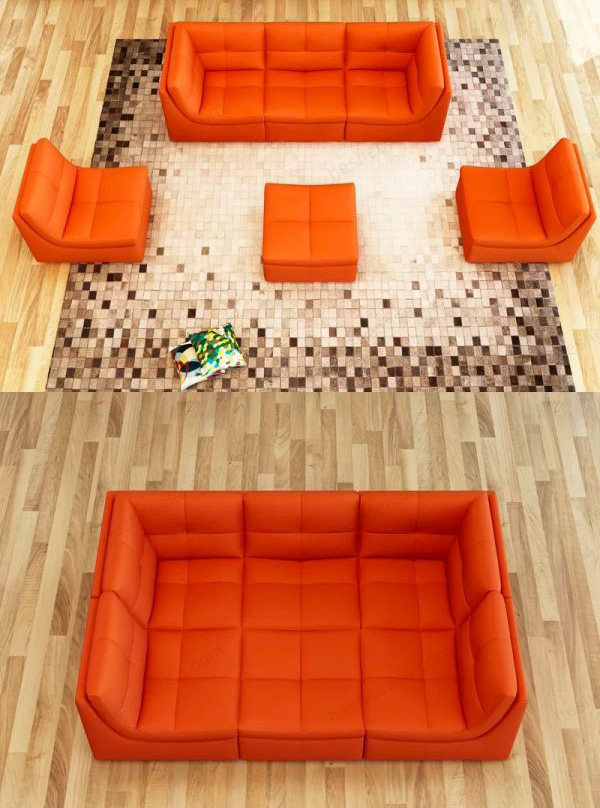 橙色真皮沙发