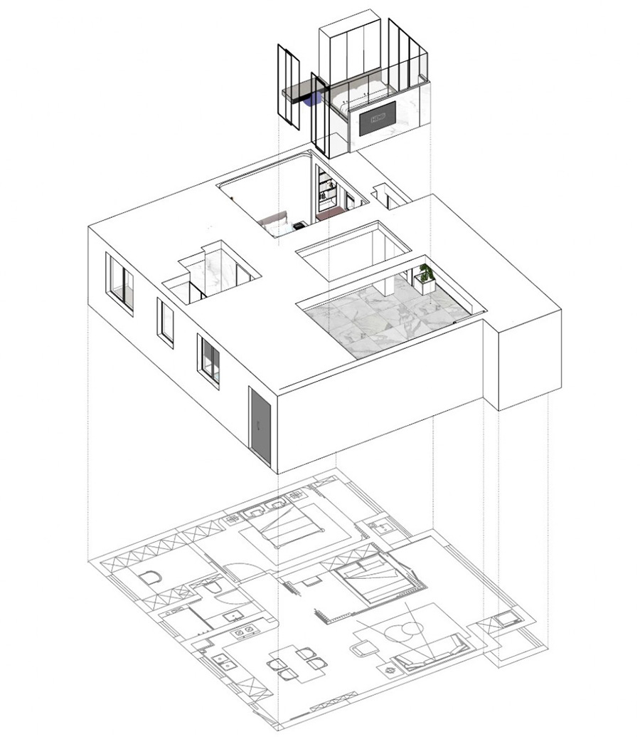 100㎡白色极简住宅客厅改造装修设计案例 第2张