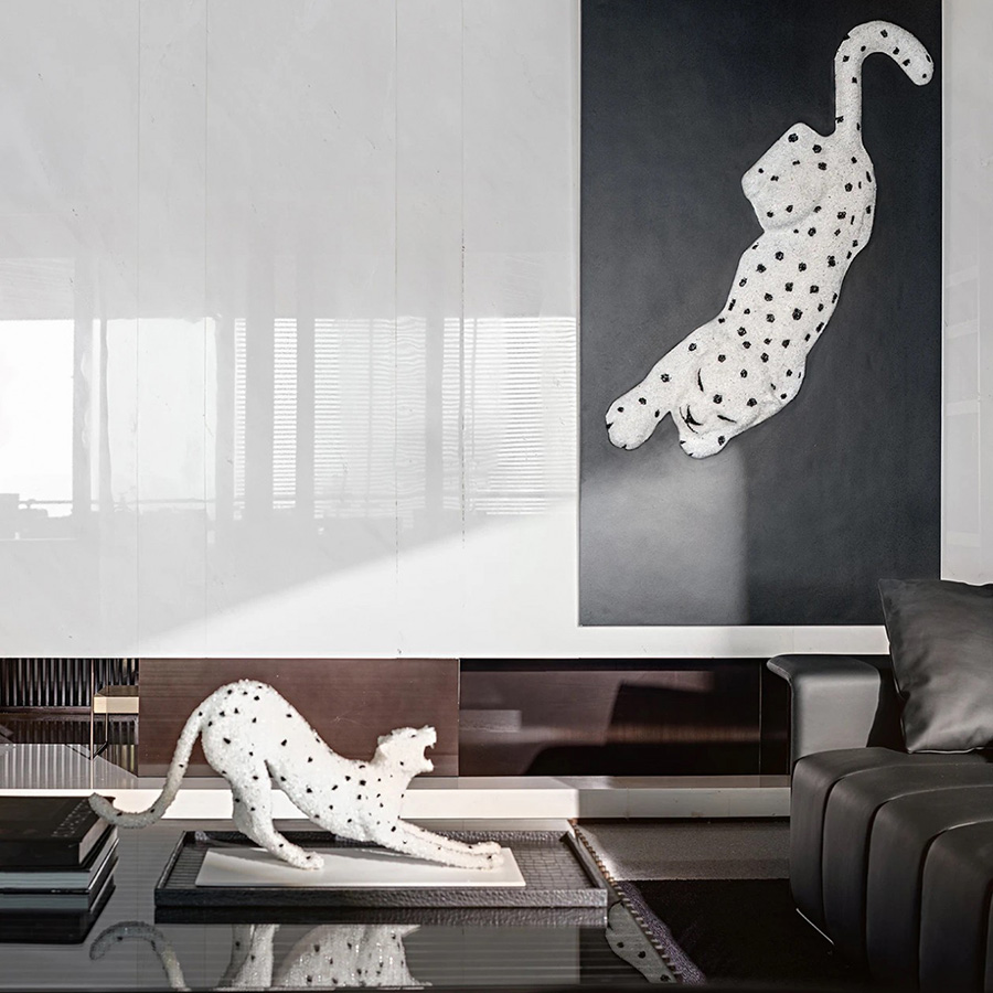 黑白豹影为创作灵感 高奢客厅装修效果图 第6张