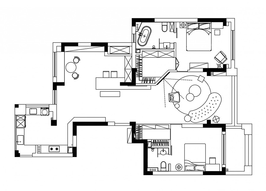 浅咖温馨客厅装修设计案例 平面图