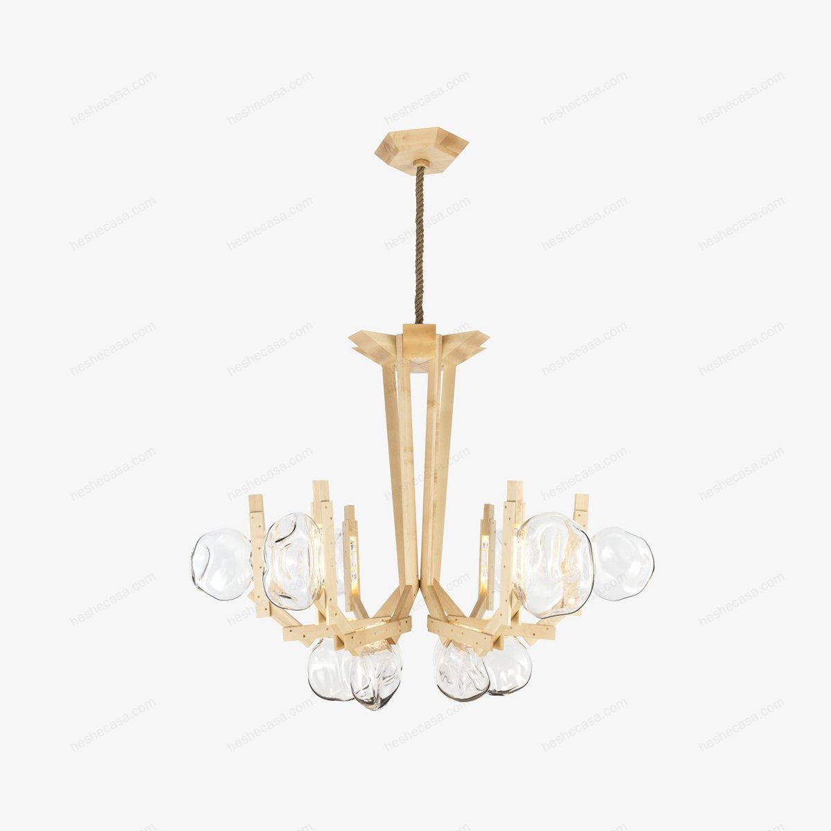 fungo-large-ash-wood-chandelier吊灯