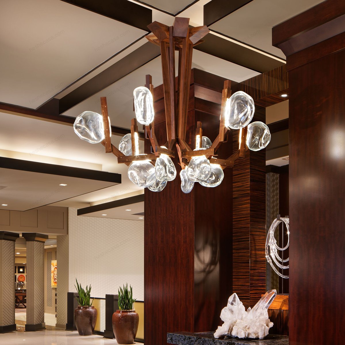 fungo-large-ash-wood-chandelier吊灯