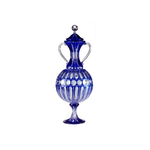 Cased Blue Toledo Amphora Ribline摆件